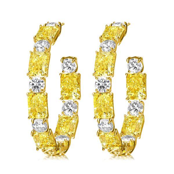 Luxury Yellow Topaz Hoop Earrings - 18K Gold Plated Sterling Silver
