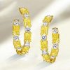 Luxury Yellow Topaz Hoop Earrings - 18K Gold Plated Sterling Silver