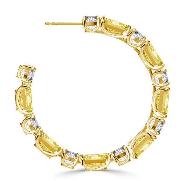 Luxury Yellow Topaz Hoop Earrings - 18K Gold Plated Sterling Silver