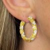 Luxury Yellow Topaz Hoop Earrings - 18K Gold Plated Sterling Silver