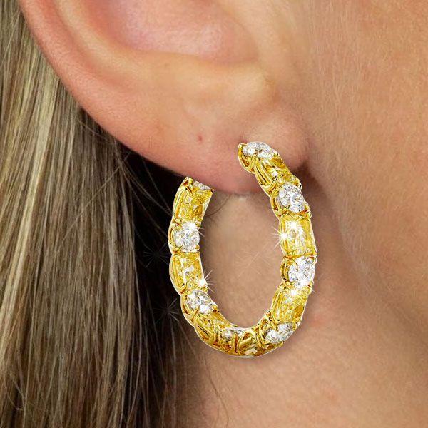 Luxury Yellow Topaz Hoop Earrings - 18K Gold Plated Sterling Silver