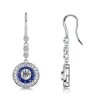 Vintage Blue Sapphire Drop Earrings | Halo Design in Sterling Silver (2.99 CT. TW.)