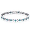 Turquoise & White Sapphire Tennis Bracelet - Sterling Silver (6-9 inches)