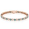 Turquoise & White Sapphire Tennis Bracelet - Sterling Silver (6-9 inches)
