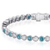 Turquoise & White Sapphire Tennis Bracelet - Sterling Silver (6-9 inches)