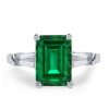Three Stone Sterling Silver Engagement Ring for Women - 2.5 CT Center Stone