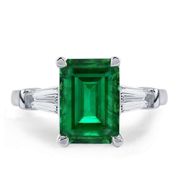 Three Stone Sterling Silver Engagement Ring for Women - 2.5 CT Center Stone