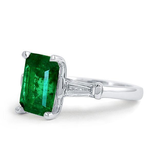 Three Stone Sterling Silver Engagement Ring for Women - 2.5 CT Center Stone