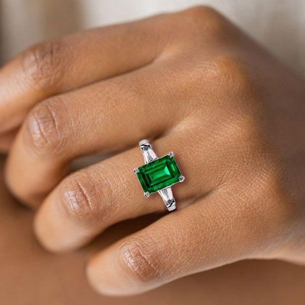 Three Stone Sterling Silver Engagement Ring for Women - 2.5 CT Center Stone