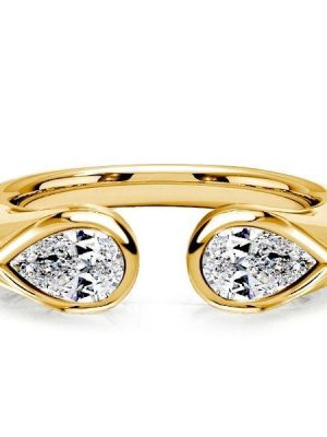 Pear Cut Open Ring Wedding Band in 925 Sterling Silver Adjustable Design