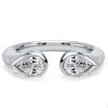 Pear Cut Open Ring Wedding Band in 925 Sterling Silver Adjustable Design