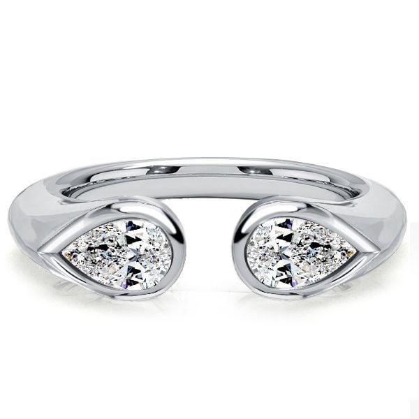 Pear Cut Open Ring Wedding Band in 925 Sterling Silver Adjustable Design
