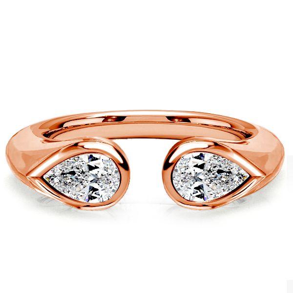 Pear Cut Open Ring Wedding Band in 925 Sterling Silver Adjustable Design