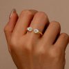 Pear Cut Open Ring Wedding Band in 925 Sterling Silver Adjustable Design