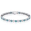 Bezel Set Turquoise and White Sapphire Tennis Bracelet in Sterling Silver