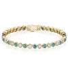 Bezel Set Turquoise and White Sapphire Tennis Bracelet in Sterling Silver