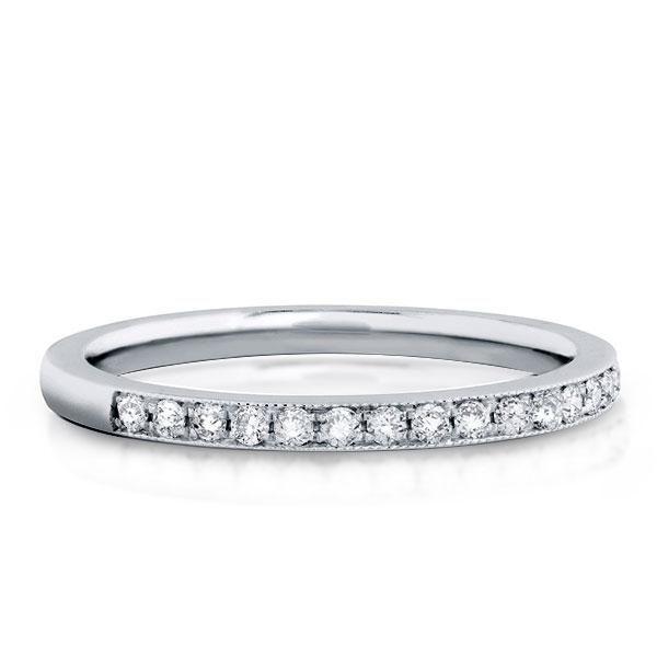 White Sapphire Half Eternity Wedding Band - Sterling Silver