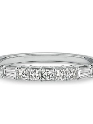 Five Stone Cushion Cut Wedding Band for Women in Sterling Silver