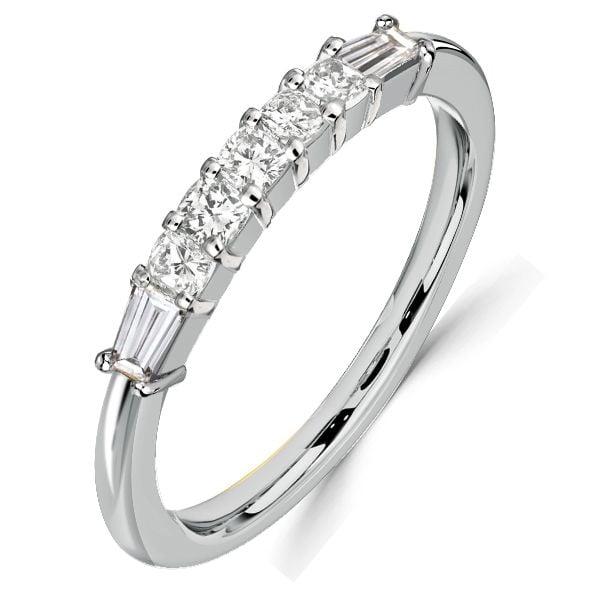 Five Stone Cushion Cut Wedding Band for Women in Sterling Silver