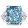 Radiant Cut Blue Topaz Three Stone Ring in Sterling Silver
