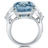 Radiant Cut Blue Topaz Three Stone Ring in Sterling Silver