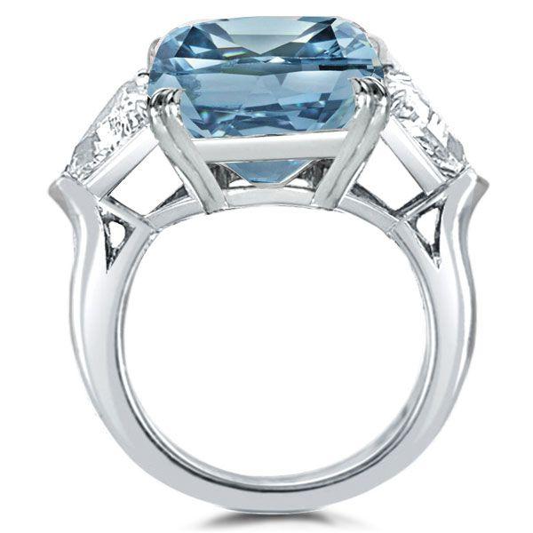 Radiant Cut Blue Topaz Three Stone Ring in Sterling Silver