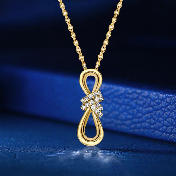 Infinity White Sapphire Pendant Necklace - 18K Gold Plated Sterling Silver