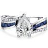 Pear-Shaped Blue Sapphire Bypass Ring - Sterling Silver Engagement Ring
