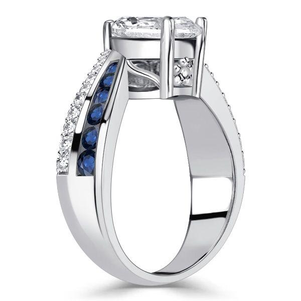 Pear-Shaped Blue Sapphire Bypass Ring - Sterling Silver Engagement Ring