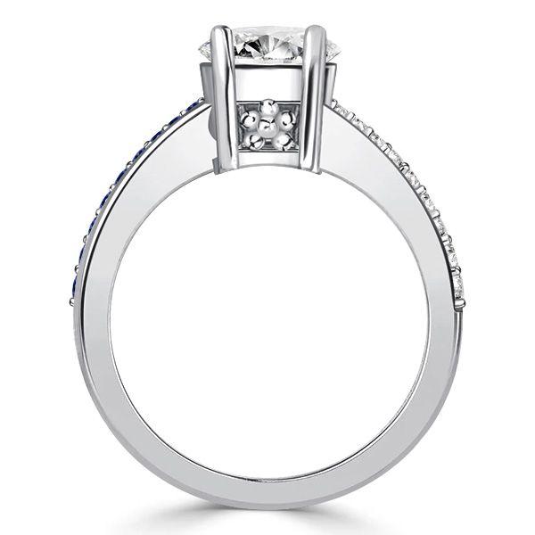 Pear-Shaped Blue Sapphire Bypass Ring - Sterling Silver Engagement Ring