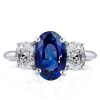 Oval Cut Blue Sapphire Three Stone Engagement Ring in Sterling Silver