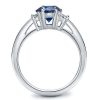 Oval Cut Blue Sapphire Three Stone Engagement Ring in Sterling Silver