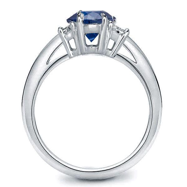 Oval Cut Blue Sapphire Three Stone Engagement Ring in Sterling Silver