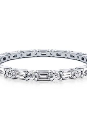Eternity Sterling Silver Thin Wedding Band - Classic Design