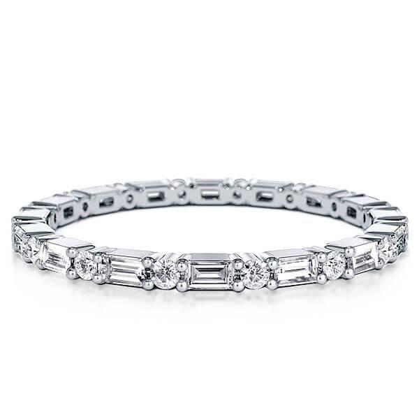 Eternity Sterling Silver Thin Wedding Band - Classic Design