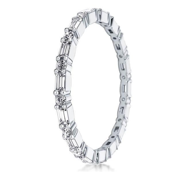 Eternity Sterling Silver Thin Wedding Band - Classic Design