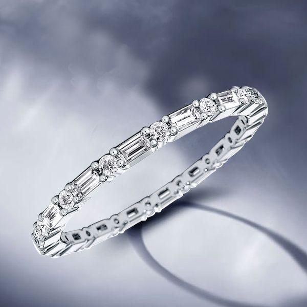 Eternity Sterling Silver Thin Wedding Band - Classic Design