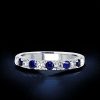 Blue & White Sapphire Sterling Silver Band Ring