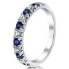 Blue & White Sapphire Sterling Silver Band Ring