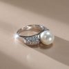 Sterling Silver Four-Row Pearl Engagement Ring with Cutaway Design