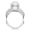 Sterling Silver Four-Row Pearl Engagement Ring with Cutaway Design