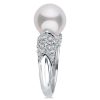 Sterling Silver Four-Row Pearl Engagement Ring with Cutaway Design