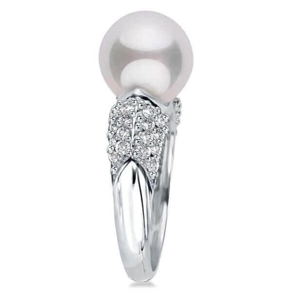 Sterling Silver Four-Row Pearl Engagement Ring with Cutaway Design