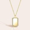 Personalized Initial Tag Signet Pendant Necklace for Women, 18K Gold Plated Sterling Silver