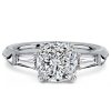 3 Stone White Sapphire Cushion Cut Engagement Ring - Sterling Silver