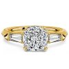 3 Stone White Sapphire Cushion Cut Engagement Ring - Sterling Silver