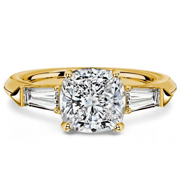 3 Stone White Sapphire Cushion Cut Engagement Ring - Sterling Silver