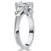 3 Stone White Sapphire Cushion Cut Engagement Ring - Sterling Silver