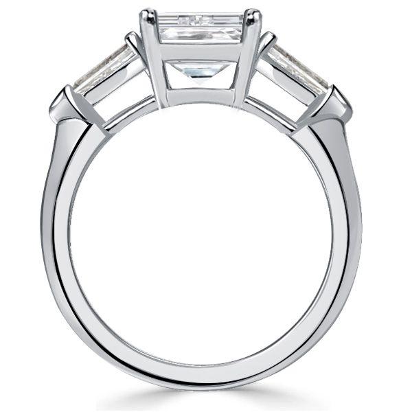 3 Stone White Sapphire Cushion Cut Engagement Ring - Sterling Silver