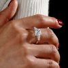3 Stone White Sapphire Cushion Cut Engagement Ring - Sterling Silver